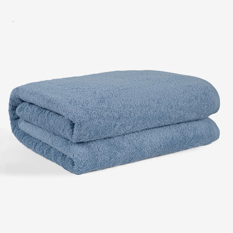 SALBAKOS 100% Turkish Cotton Jumbo Bath Sheet Towel Oversized 40x80 inch | Premium Hotel & Spa Quality, Soft, Absorbent, XL Bath Towels | Made in Turkey (Pack of 1, Blue, Jumbo Bath Sheet) - Image 1